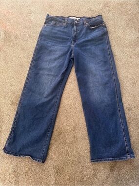 Levi's Womens 14 Relaxed Straight Jeans in Dark Blue Denim